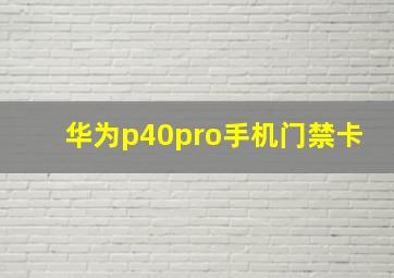 华为p40pro手机门禁卡