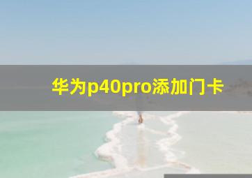 华为p40pro添加门卡