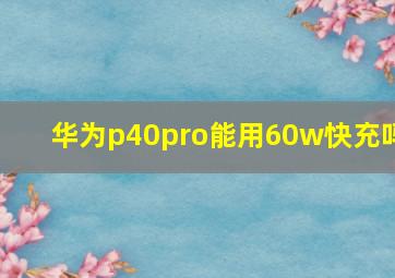 华为p40pro能用60w快充吗