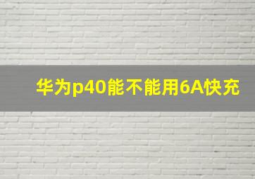 华为p40能不能用6A快充