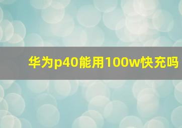 华为p40能用100w快充吗