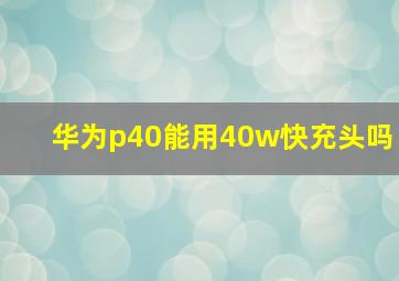 华为p40能用40w快充头吗