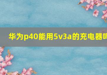 华为p40能用5v3a的充电器吗