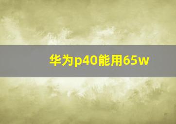 华为p40能用65w