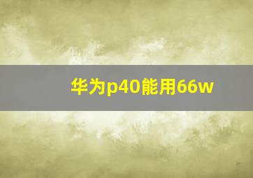 华为p40能用66w