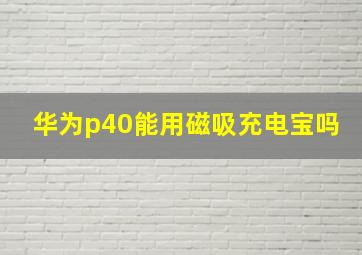 华为p40能用磁吸充电宝吗