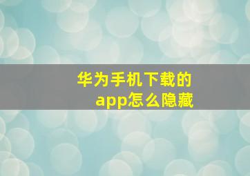 华为手机下载的app怎么隐藏