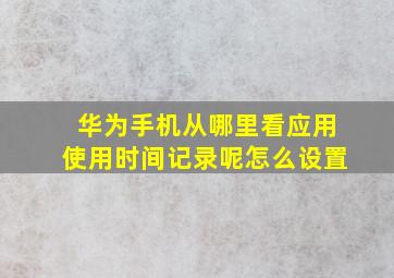 华为手机从哪里看应用使用时间记录呢怎么设置