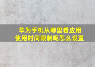 华为手机从哪里看应用使用时间限制呢怎么设置