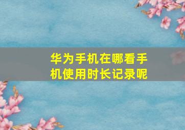 华为手机在哪看手机使用时长记录呢