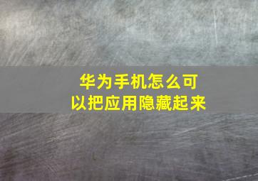 华为手机怎么可以把应用隐藏起来