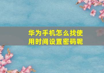 华为手机怎么找使用时间设置密码呢