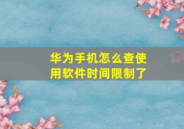 华为手机怎么查使用软件时间限制了