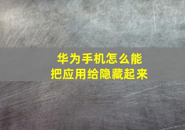 华为手机怎么能把应用给隐藏起来