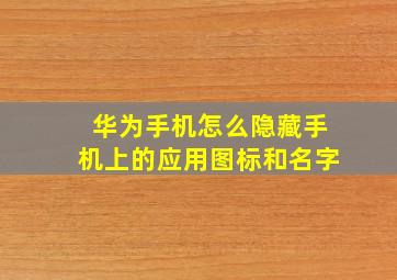 华为手机怎么隐藏手机上的应用图标和名字