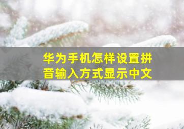 华为手机怎样设置拼音输入方式显示中文