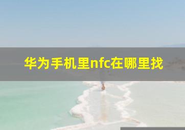 华为手机里nfc在哪里找