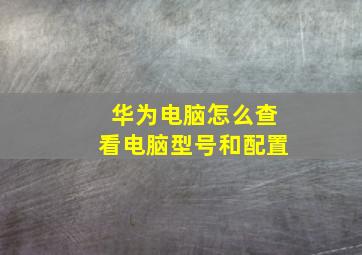 华为电脑怎么查看电脑型号和配置