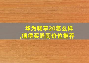 华为畅享20怎么样,值得买吗同价位推荐