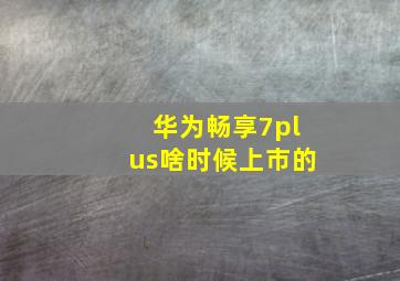 华为畅享7plus啥时候上市的