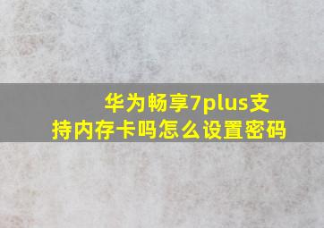 华为畅享7plus支持内存卡吗怎么设置密码