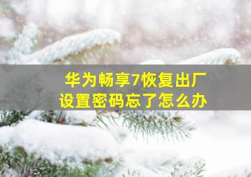 华为畅享7恢复出厂设置密码忘了怎么办