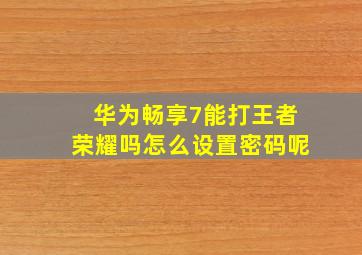 华为畅享7能打王者荣耀吗怎么设置密码呢