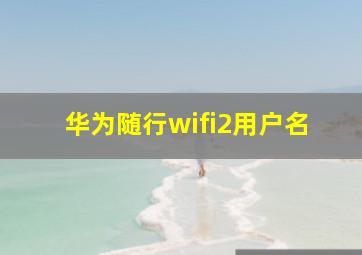 华为随行wifi2用户名