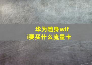 华为随身wifi要买什么流量卡