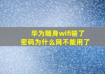 华为随身wifi输了密码为什么网不能用了