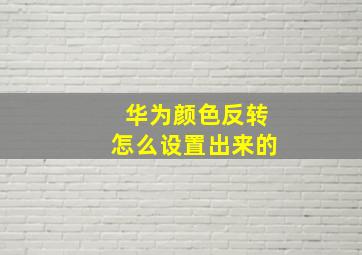 华为颜色反转怎么设置出来的