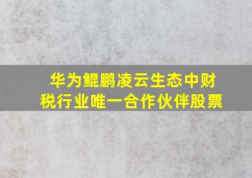 华为鲲鹏凌云生态中财税行业唯一合作伙伴股票