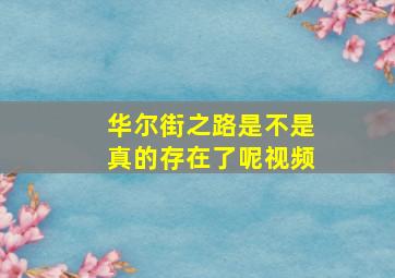 华尔街之路是不是真的存在了呢视频