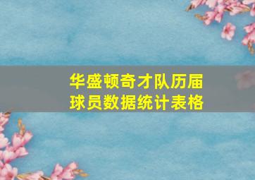 华盛顿奇才队历届球员数据统计表格