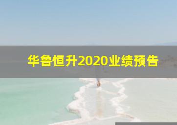 华鲁恒升2020业绩预告