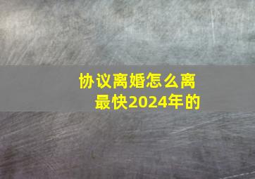 协议离婚怎么离最快2024年的