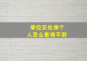 单位交社保个人怎么查询不到