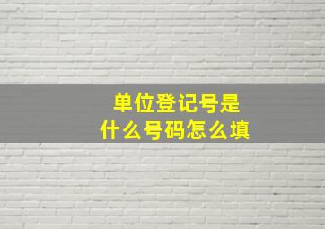 单位登记号是什么号码怎么填