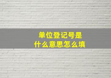 单位登记号是什么意思怎么填