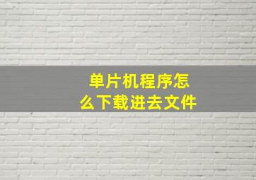 单片机程序怎么下载进去文件