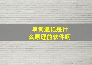 单词速记是什么原理的软件啊