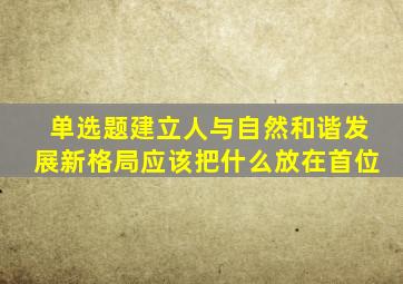 单选题建立人与自然和谐发展新格局应该把什么放在首位