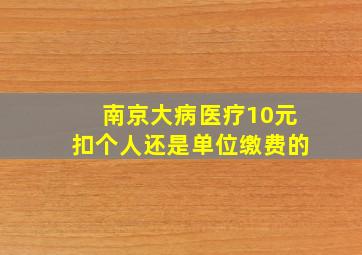 南京大病医疗10元扣个人还是单位缴费的