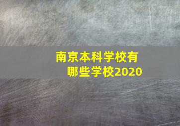 南京本科学校有哪些学校2020