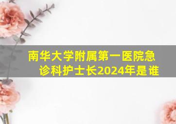 南华大学附属第一医院急诊科护士长2024年是谁