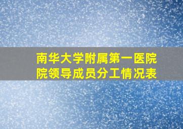 南华大学附属第一医院院领导成员分工情况表