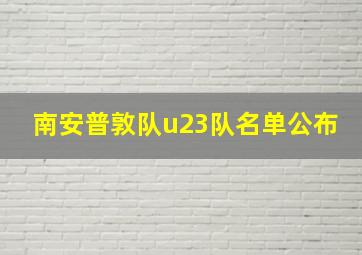 南安普敦队u23队名单公布