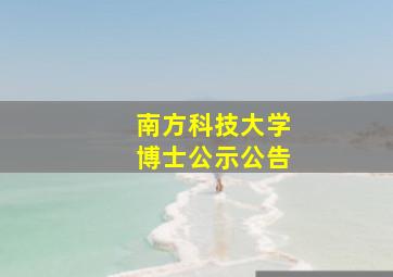 南方科技大学博士公示公告