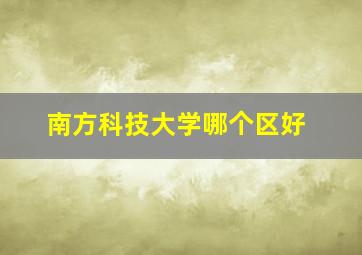 南方科技大学哪个区好