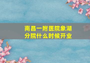 南昌一附医院象湖分院什么时候开业